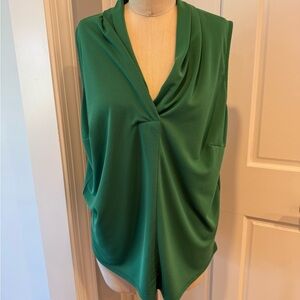 Eloquii Green Draped Sleeveless Blouse. Size 18/20. Bright & Pretty!